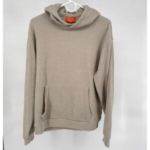 NEGATIVE SPACE Ribbed Knit Pullover Hoodie Tan Long Sleeve Casual Loungewear S
